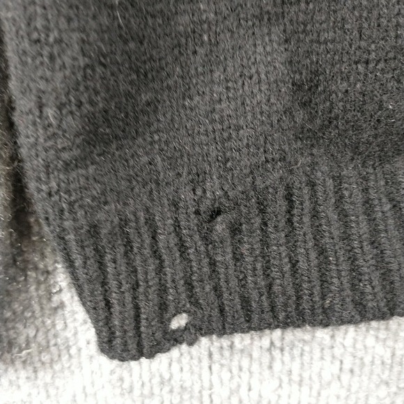 DKNY Women's Pullover Knit Sweater Black Gray Large Colorblock V-Neck Lambswool - Picture 8 of 13